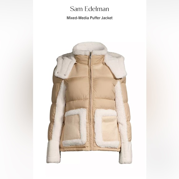 Sam edelman mix media puffer faux fur jackets - Picture 1 of 7